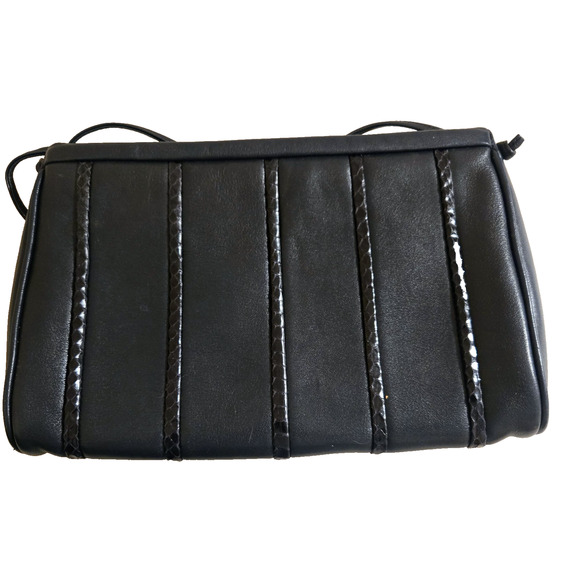 Vintage Anne Klein for Calderon Black Leather Crossbody Bag - Picture 2 of 11